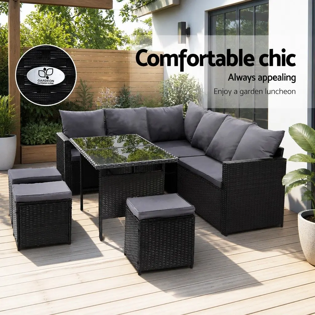 Outdoor Lounge Dining Setting 9 Seater Sofa Set