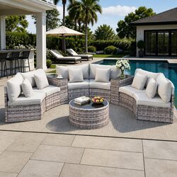 High-Quality 9-Piece Outdoor Rattan Sofa Set for 6