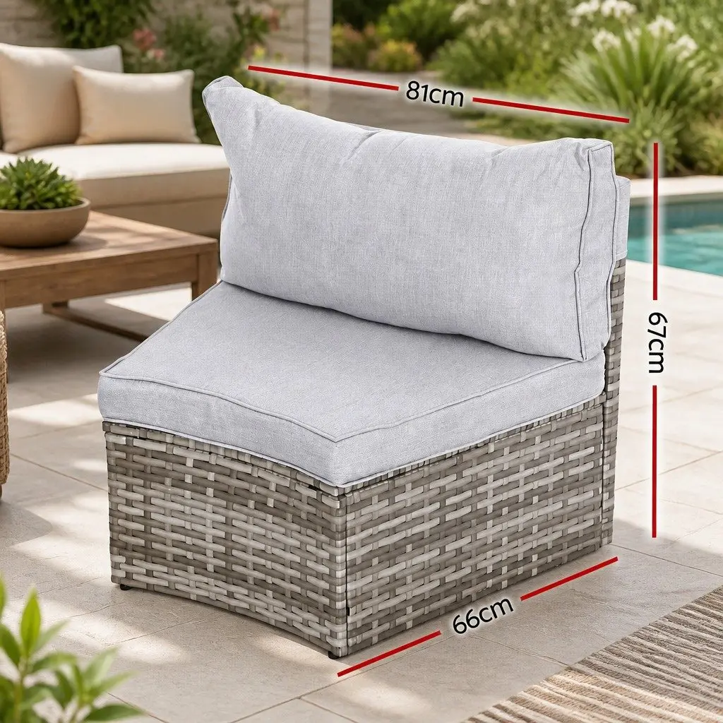 Outdoor Sofa Set PE Rattan 2 Piece Modular Lounge Chair Grey