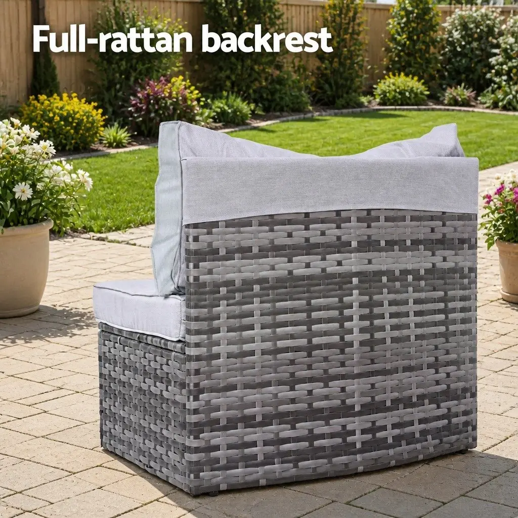 Outdoor Sofa Set PE Rattan 2 Piece Modular Lounge Chair Grey