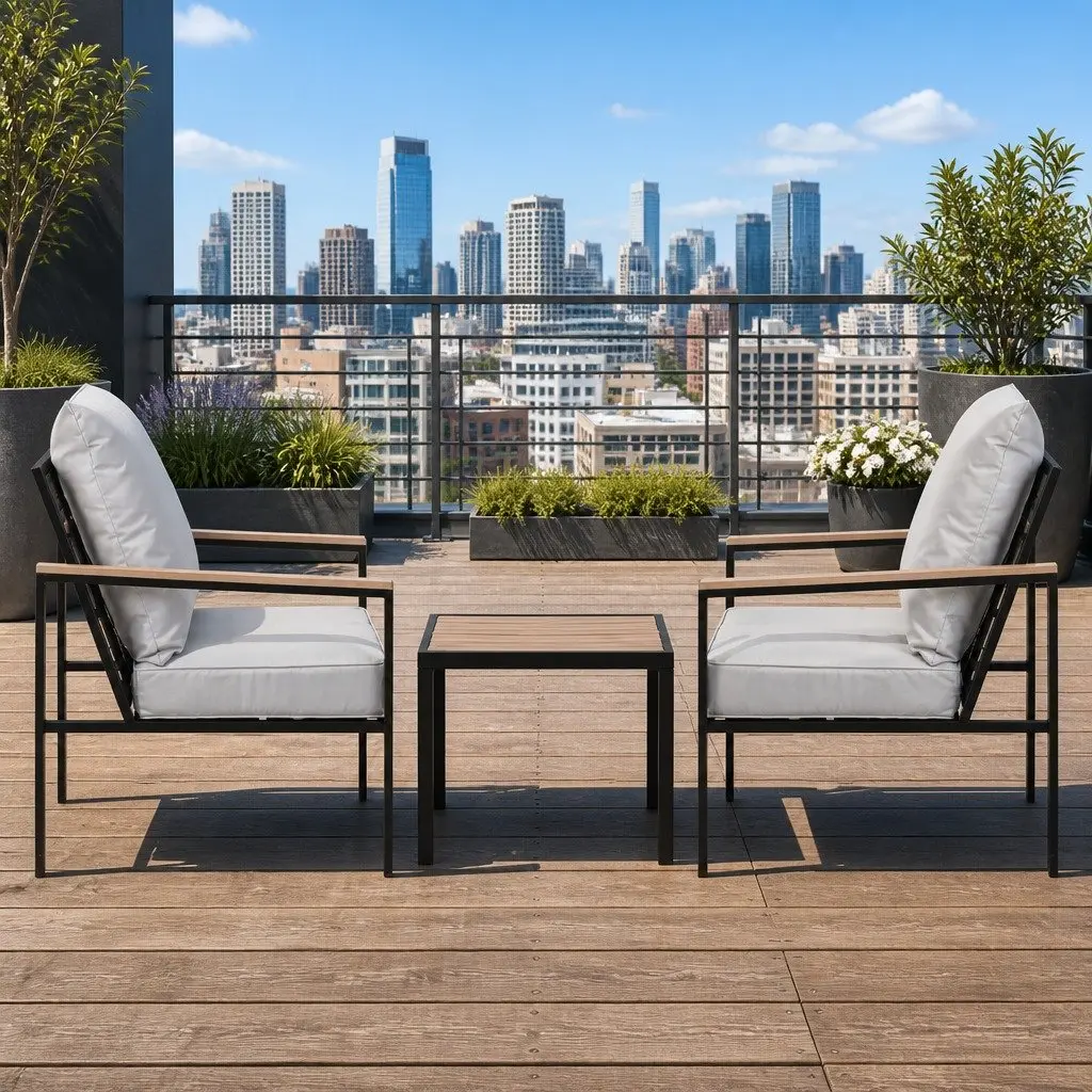 3PC Outdoor Bistro Furniture Set with 2 Chairs