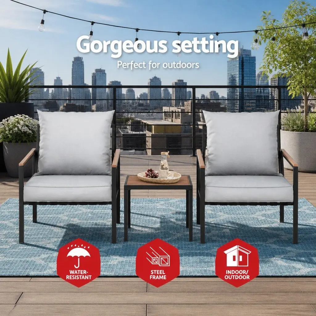 3PC Outdoor Bistro Furniture Set with 2 Chairs