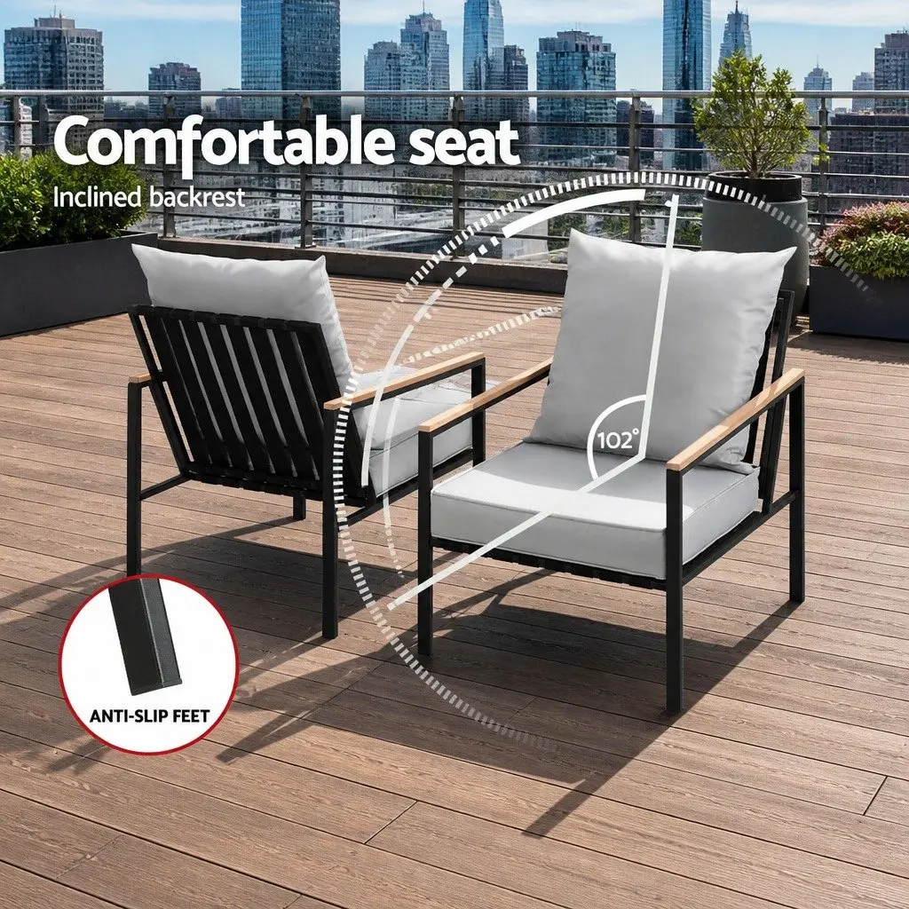 3PC Outdoor Bistro Furniture Set with 2 Chairs