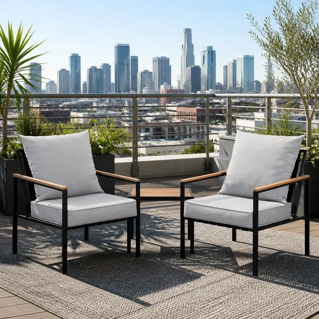 3PC Outdoor Bistro Furniture Set with 2 Chairs