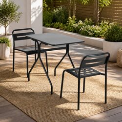 Black Steel 3-Piece Bistro Set for Outdoor Dining