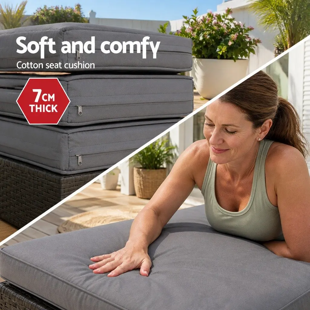 Black Wicker Outdoor Day Bed with Adjustable Canopy