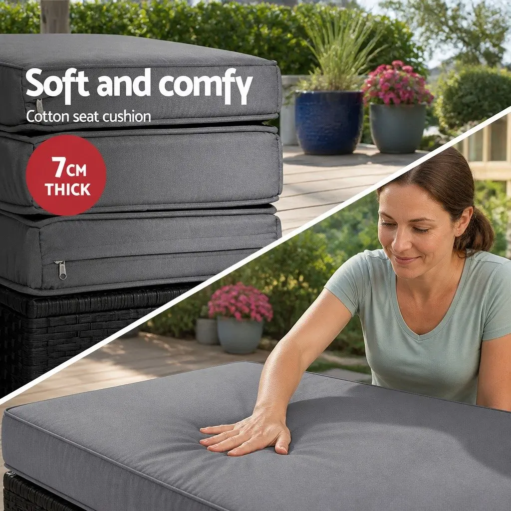 Black Wicker Outdoor Day Bed with Adjustable Canopy