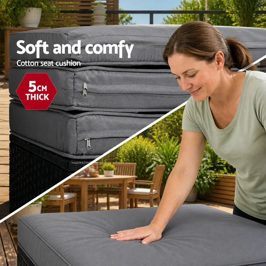 Outdoor Day Bed Sun Lounge with Adjustable Canopy