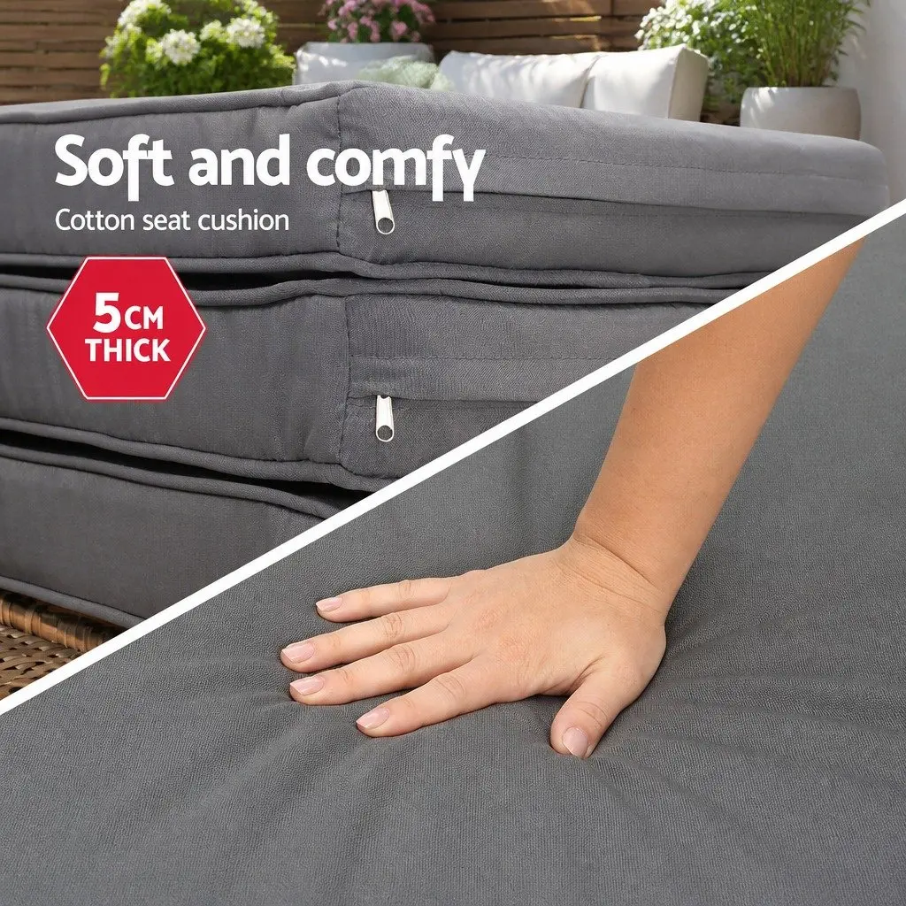 Grey Wicker Outdoor Day Bed Lounge with Canopy