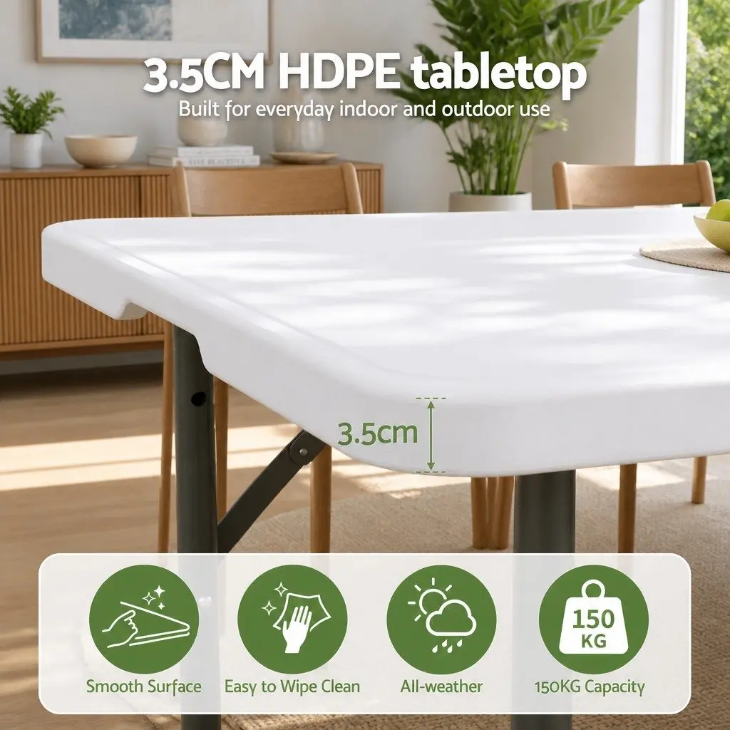Portable Folding Table 123cm with Adjustable Height