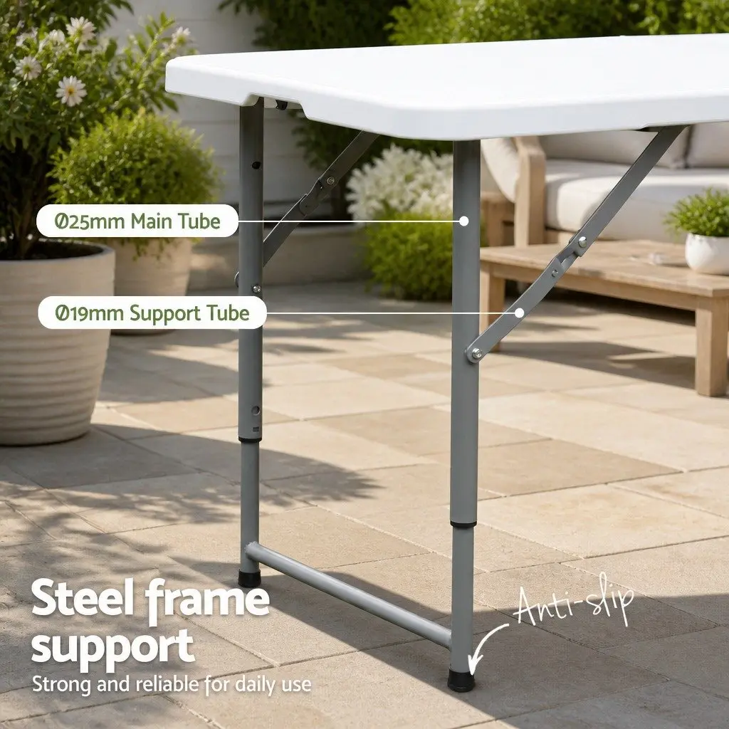 Portable Folding Table 123cm with Adjustable Height