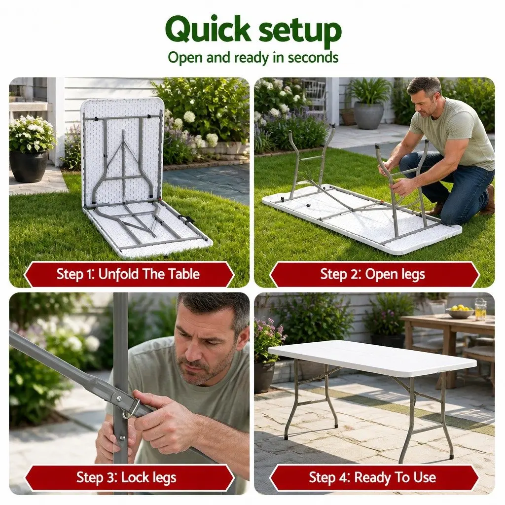 Portable Folding Table 180cm for Events and Camping