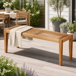 Durable 2-Seater Outdoor Garden Bench with Rubber Wood Frame