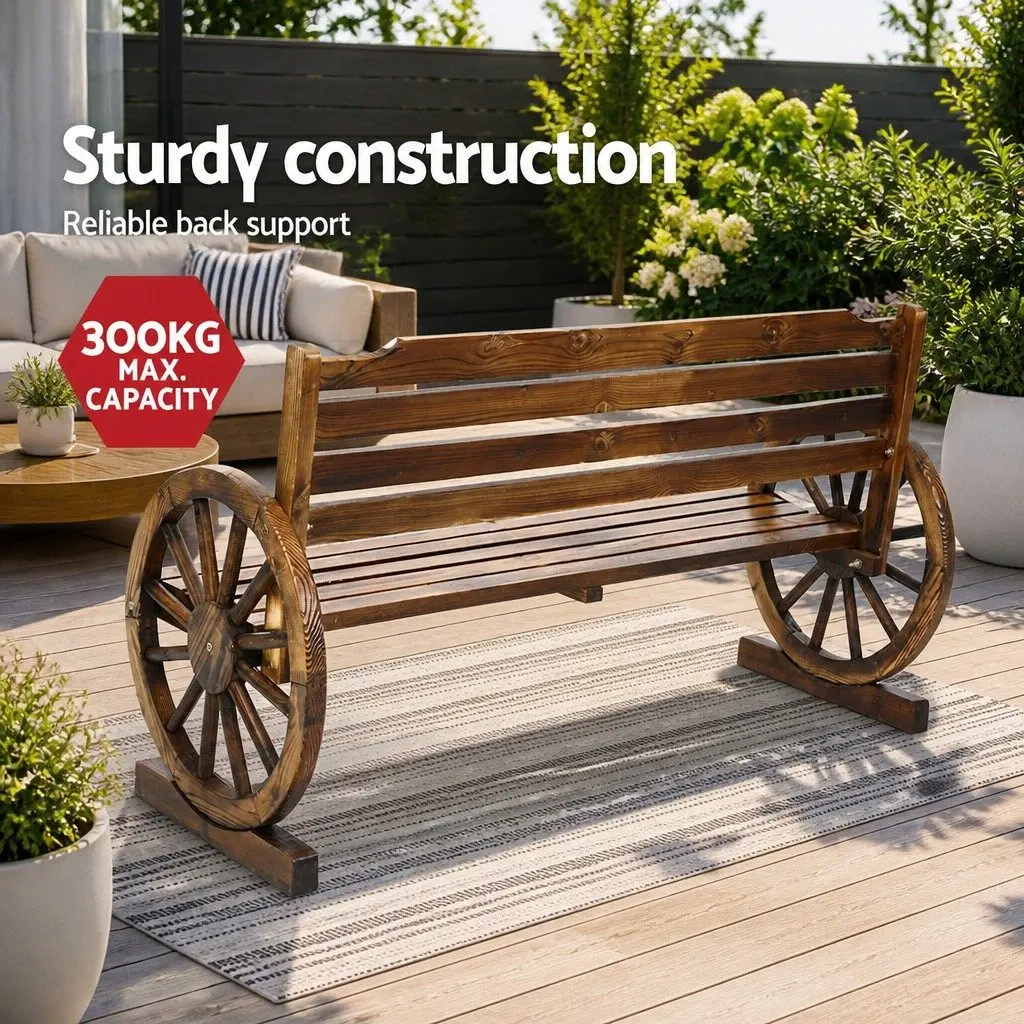 Outdoor Garden Bench Fir Wood 3 Seat Charcoal Brown