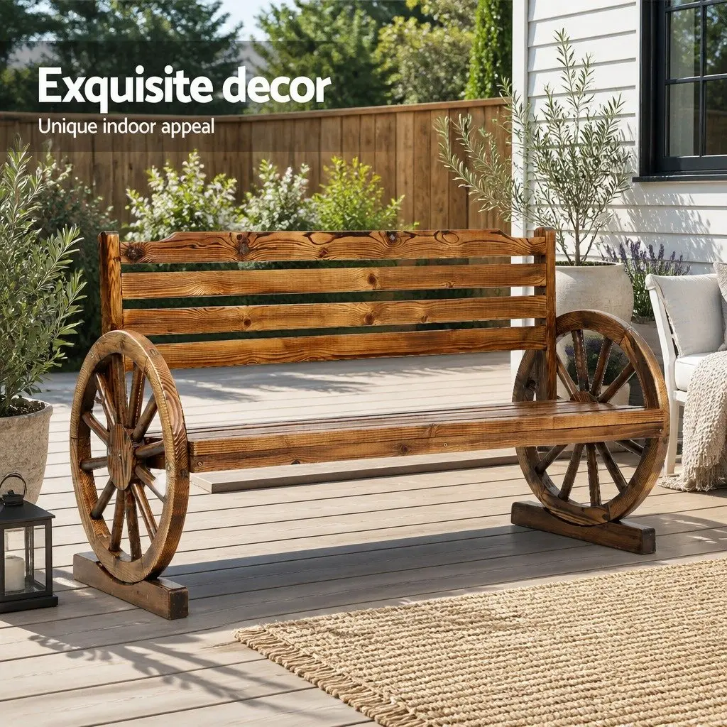 Outdoor Garden Bench Fir Wood 3 Seat Charcoal Brown