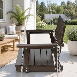 High-Quality Two-Seater Wooden Porch Swing Chair in Brown