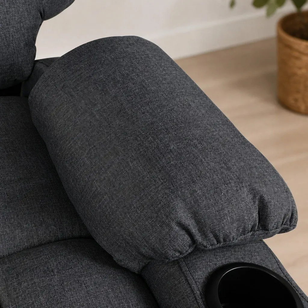 Electric Lift Recliner Chair Microfibre Grey Adjustable Size
