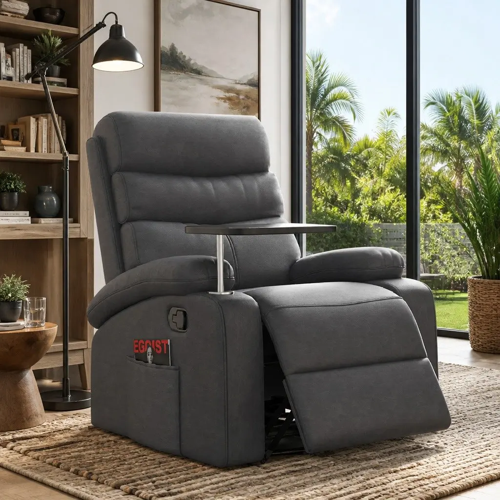 Adjustable Grey Massage Recliner Chair with Heated Function