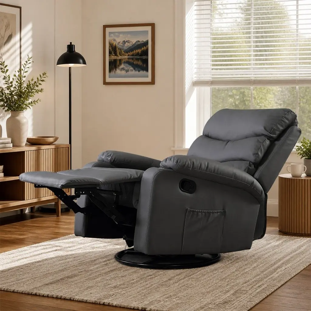 Adjustable Grey Massage Recliner Chair with Heated Function