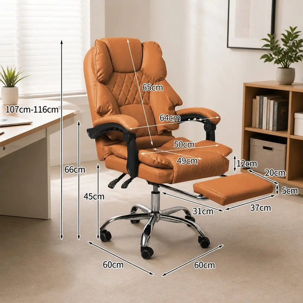Gaming Chair PU Leather Adjustable Reclining Brown
