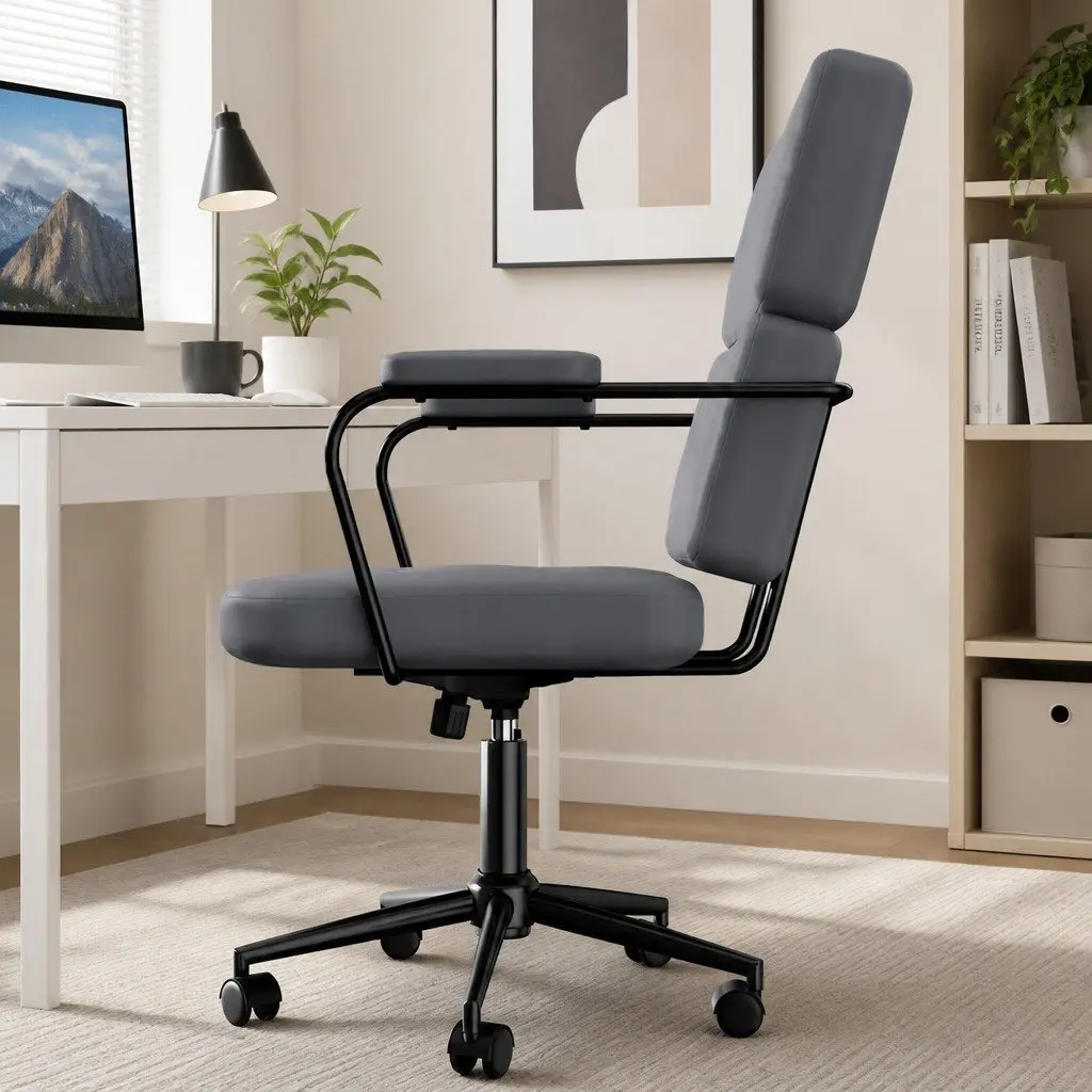 Adjustable Grey Ergonomic Office Chair with PU Leather