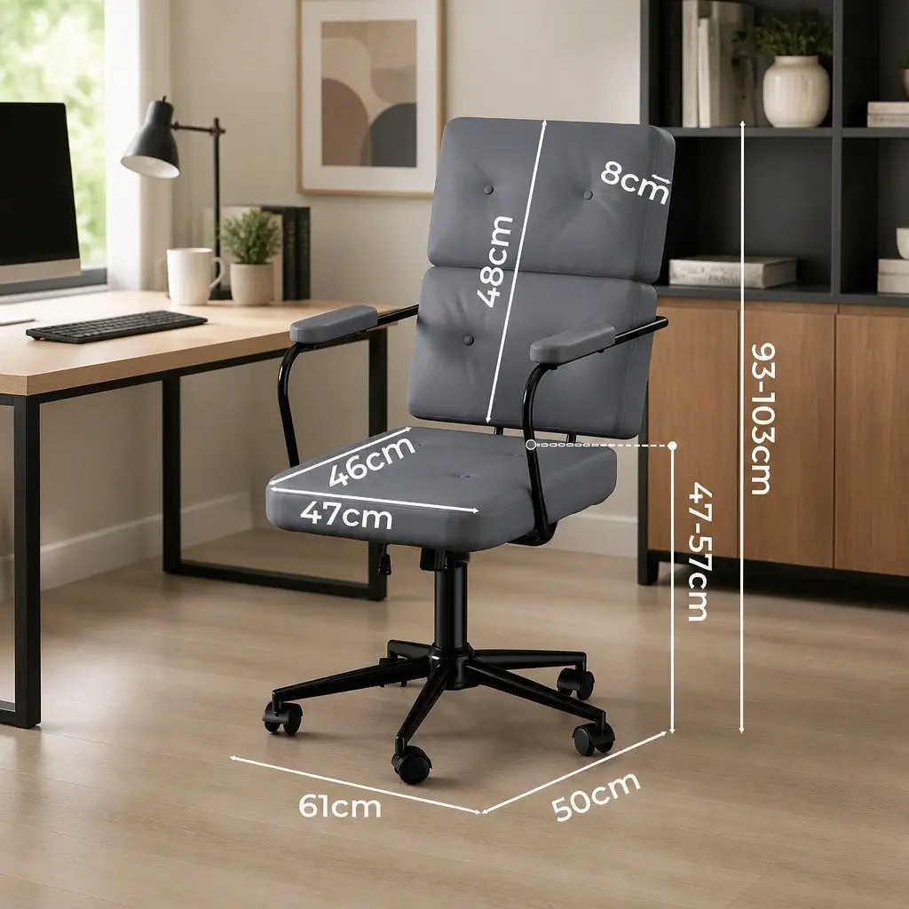 Adjustable Grey Ergonomic Office Chair with PU Leather
