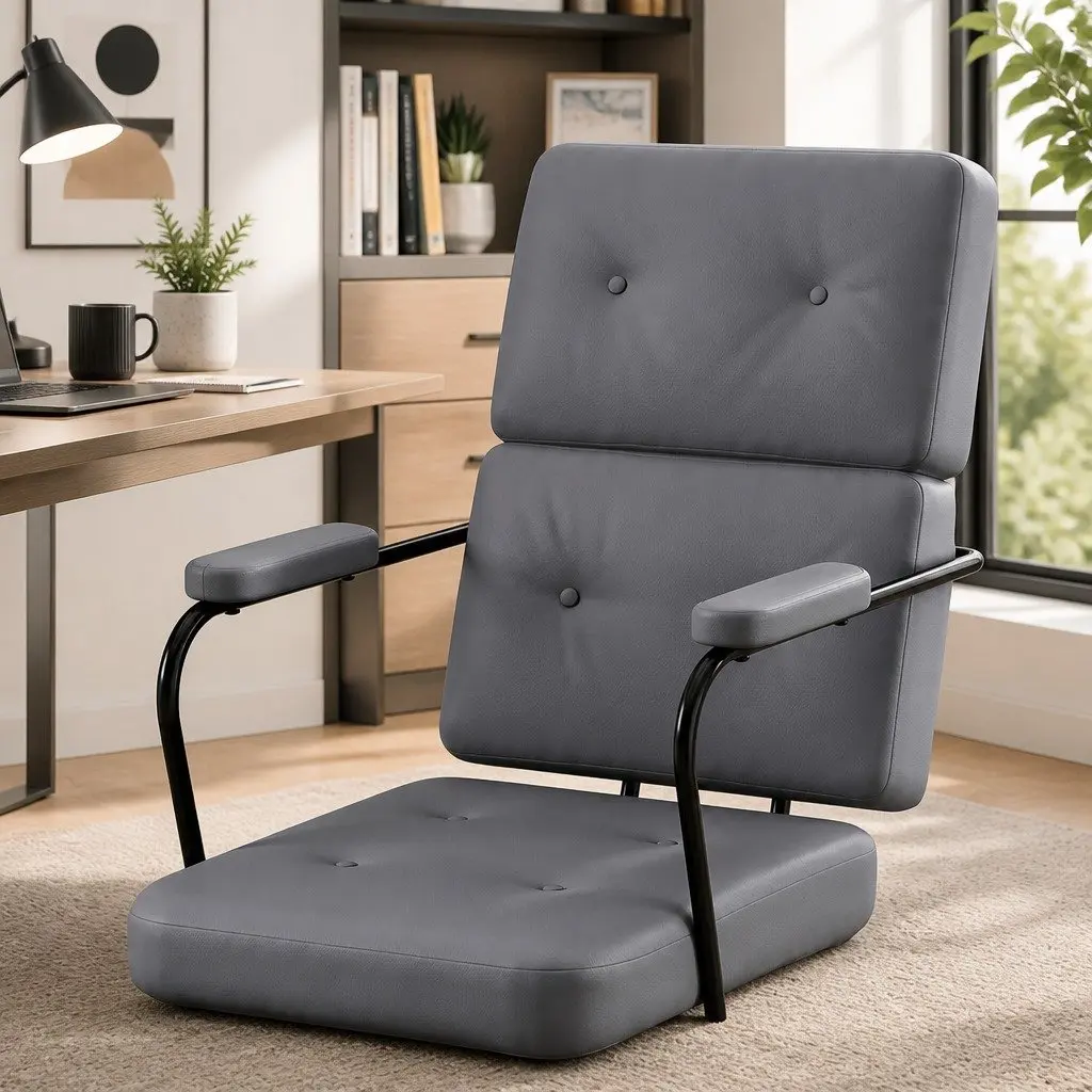 Adjustable Grey Ergonomic Office Chair with PU Leather