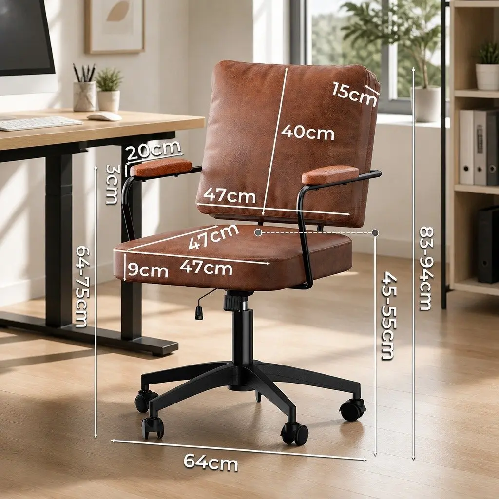 Office Arm Chair Swivel Executive Computer Desk Seat Height Adjustable Wheels