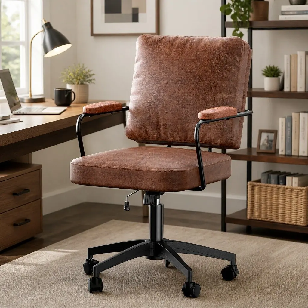 Office Arm Chair Swivel Executive Computer Desk Seat Height Adjustable Wheels