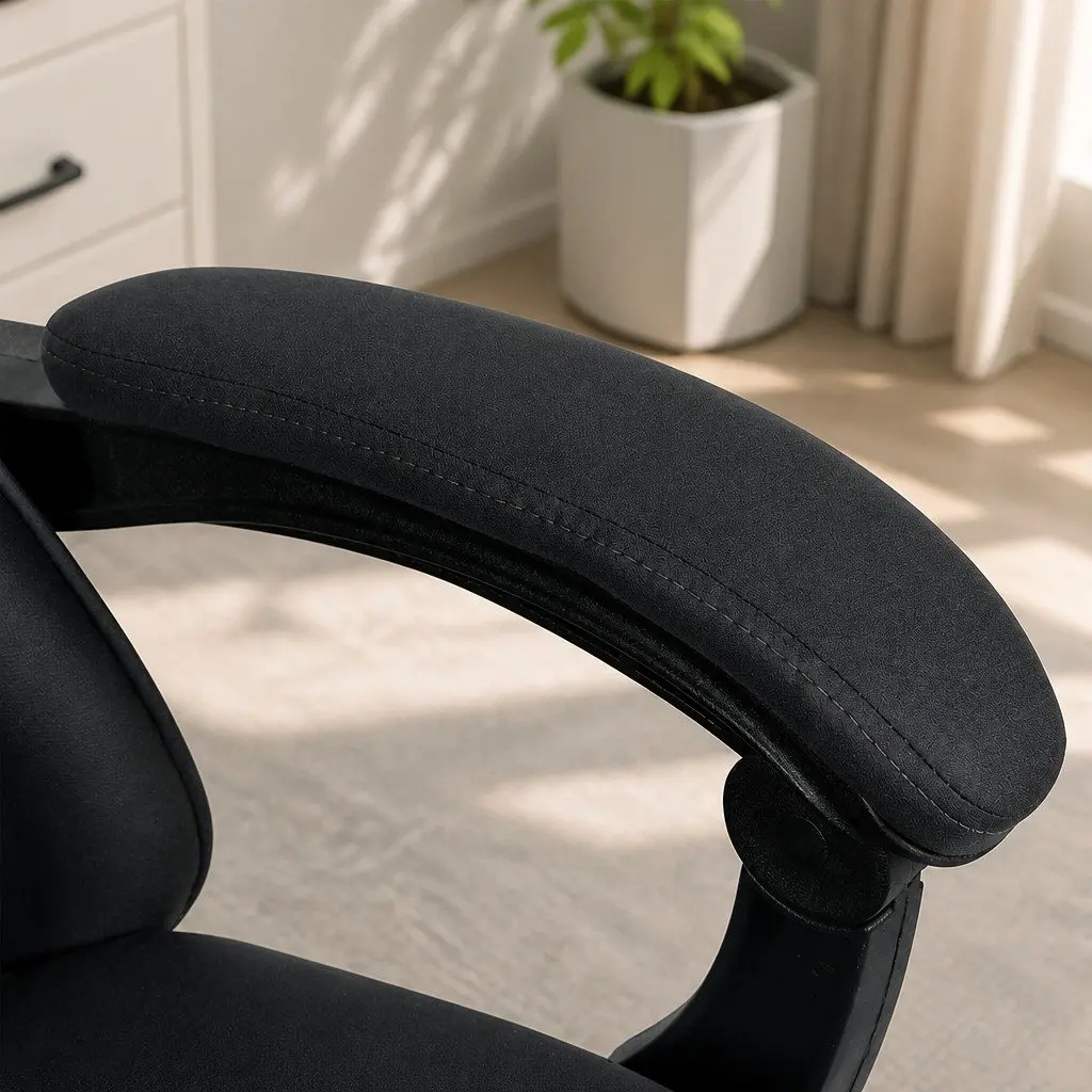 Office Chair Suede-like Fabric High Back Ergonomic Deep Grey