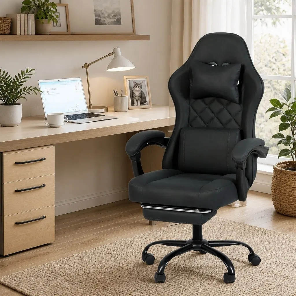 Office Chair Suede-like Fabric High Back Ergonomic Deep Grey