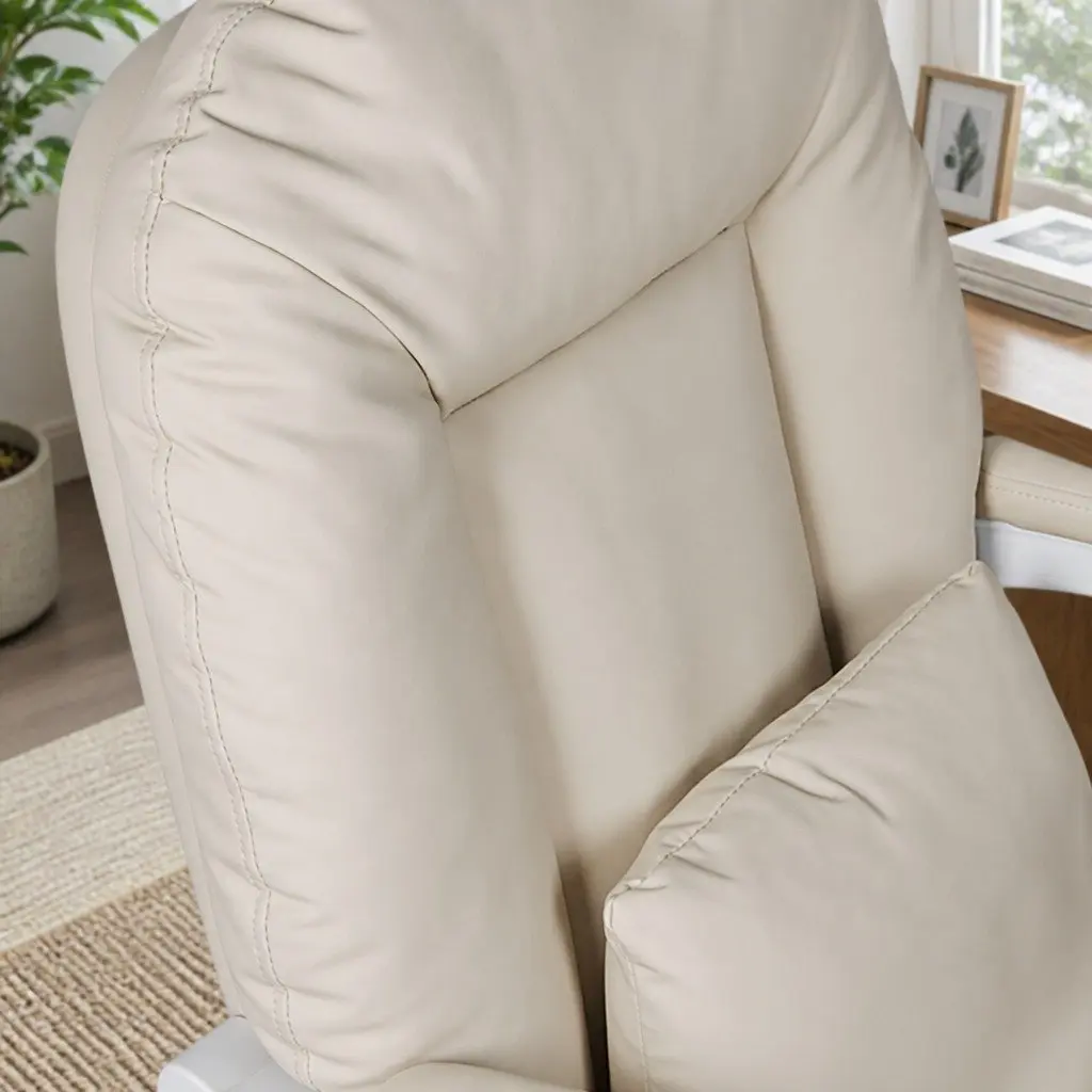 Executive Office Chair High Back Reclining Gaming Work Seat with Footrest Beige