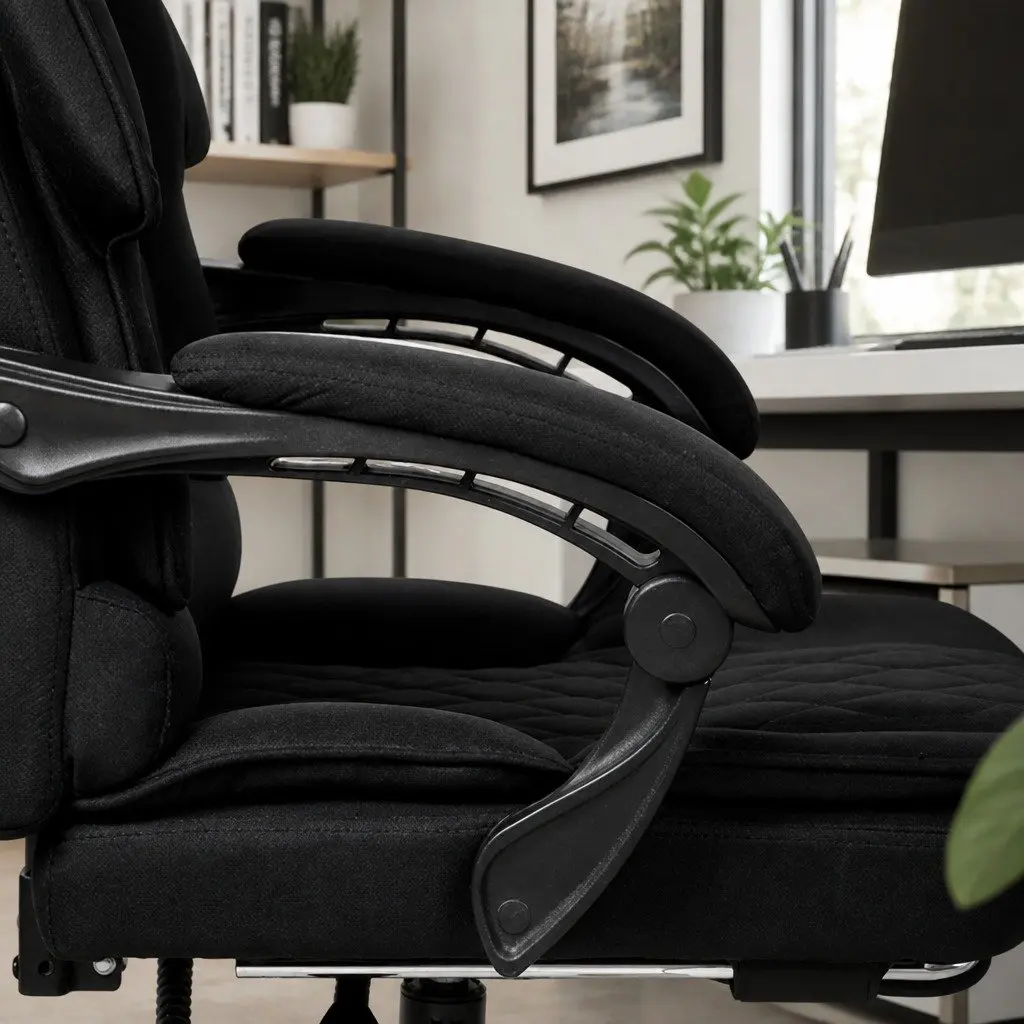 Ergonomic Office Chair Dark Grey Fabric High Back Adjustable Reclining with Footrest 360° Swivel