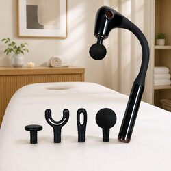 Massage Gun Extended Handle Deep Tissue Percussion Muscle Relief 4 Heads 5 Speed