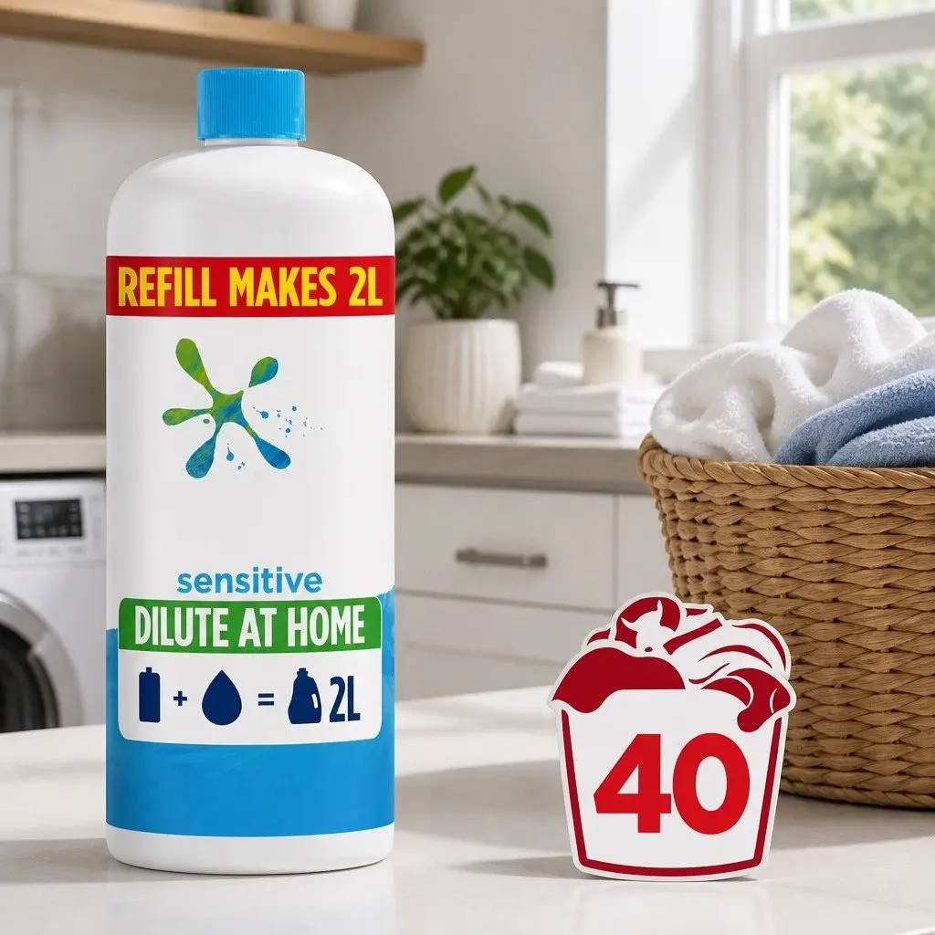 Sensitive Laundry Liquid Refill 665mL Dilute at Home Concentrate Gentle Skin