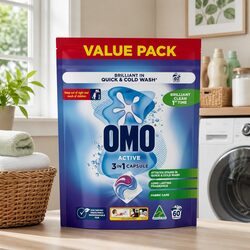 60 Pack 3 in 1 Active Laundry Capsules for Bright Clothes