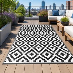Reversible Outdoor Rug 120x180cm for Patio and Beach