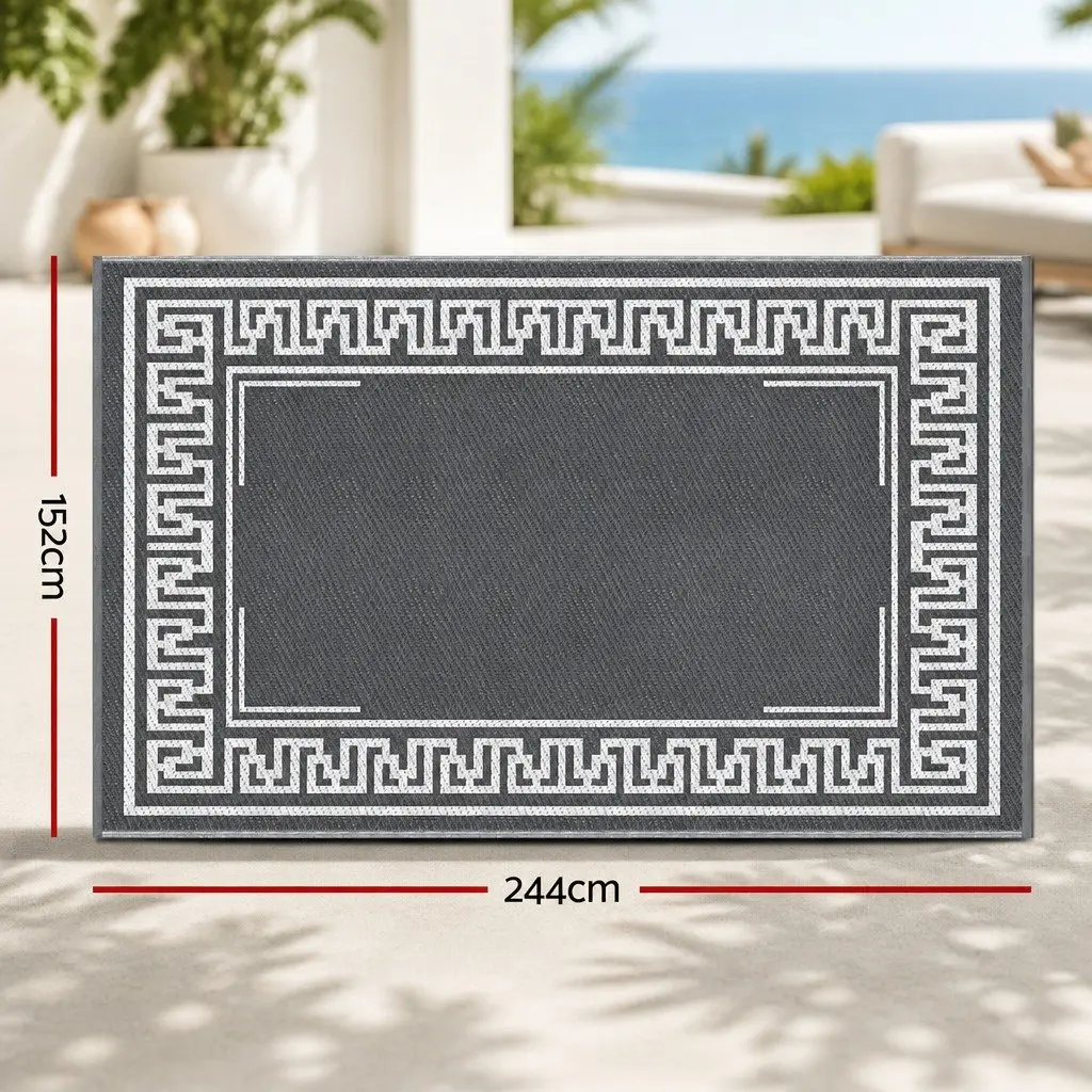 Outdoor Area Rug 152x244cm Reversible Grey Mat
