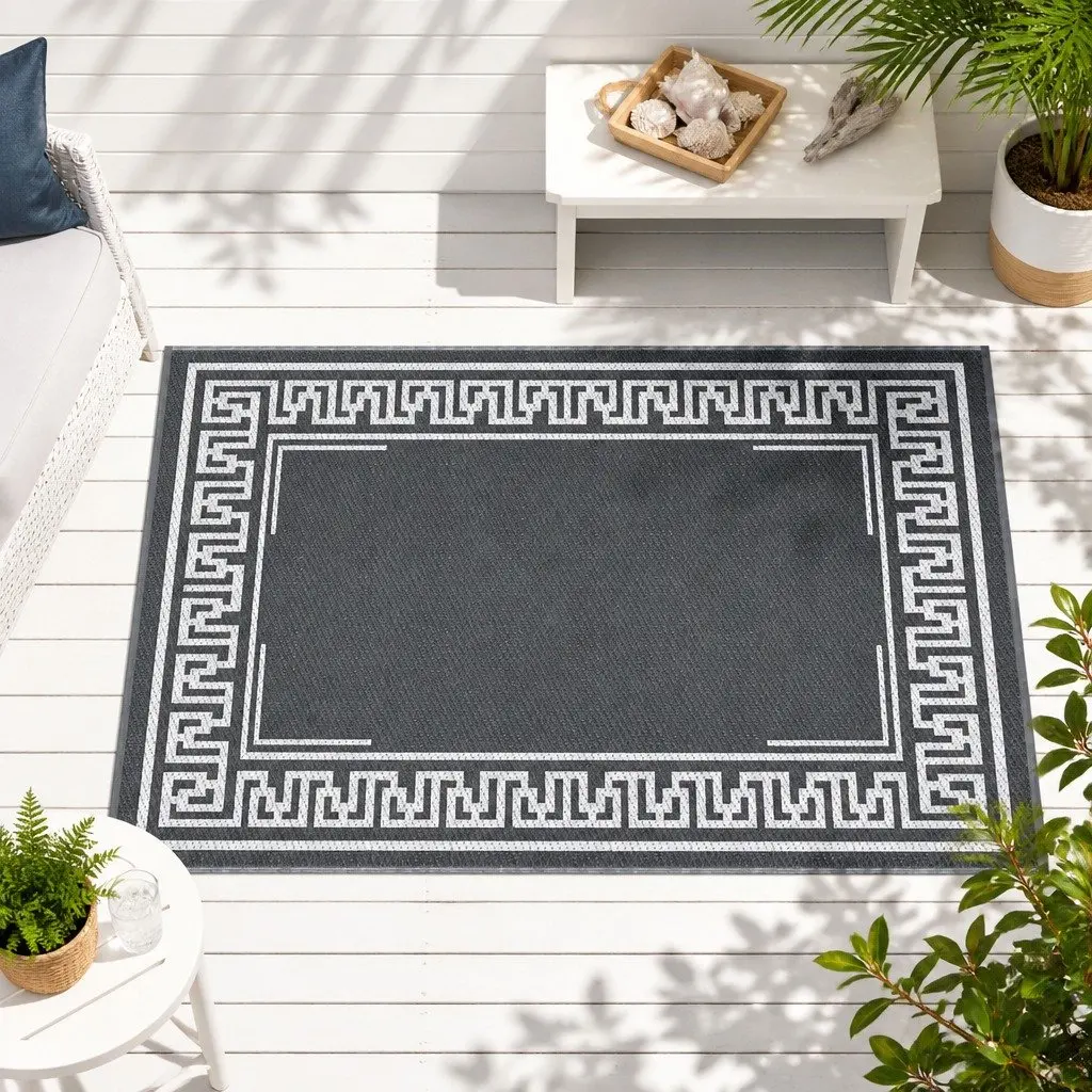 Outdoor Area Rug 152x244cm Reversible Grey Mat