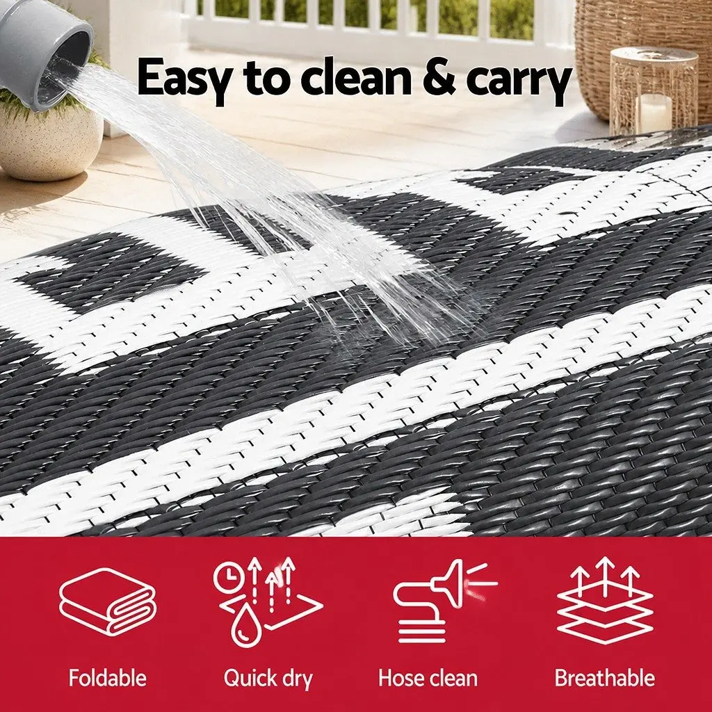 Outdoor Area Rug 152x244cm Reversible Grey Mat
