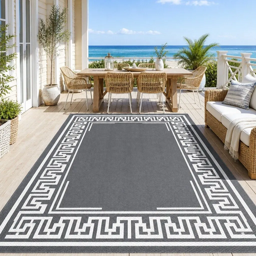 Large Reversible Outdoor Rug 274x366cm for Patios