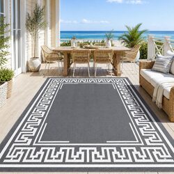 Outdoor Rug 274x366cm Large Reversible Area Mat Patio Carpet Dual-Sided Greek