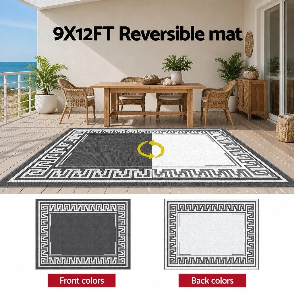 Large Reversible Outdoor Rug 274x366cm for Patios