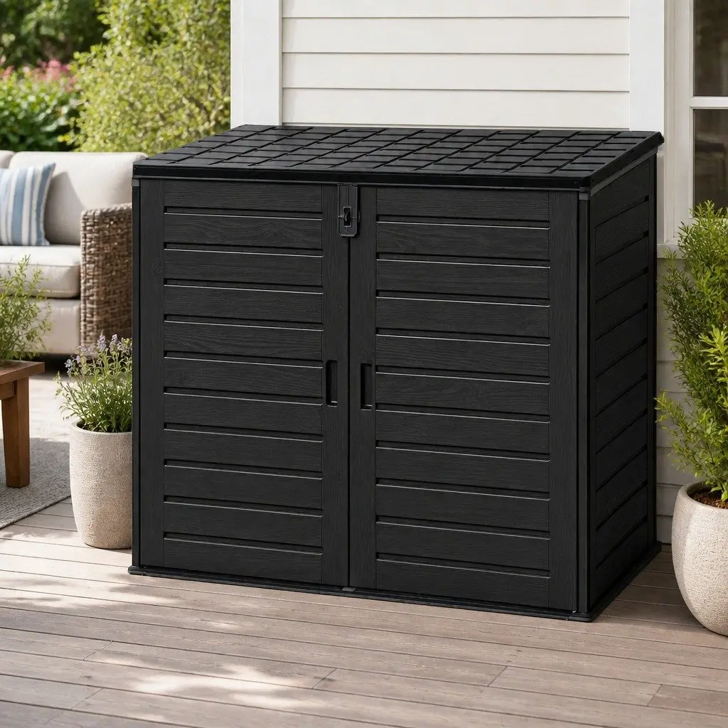 Lockable Outdoor Storage Box 1170L Durable Organizer Black