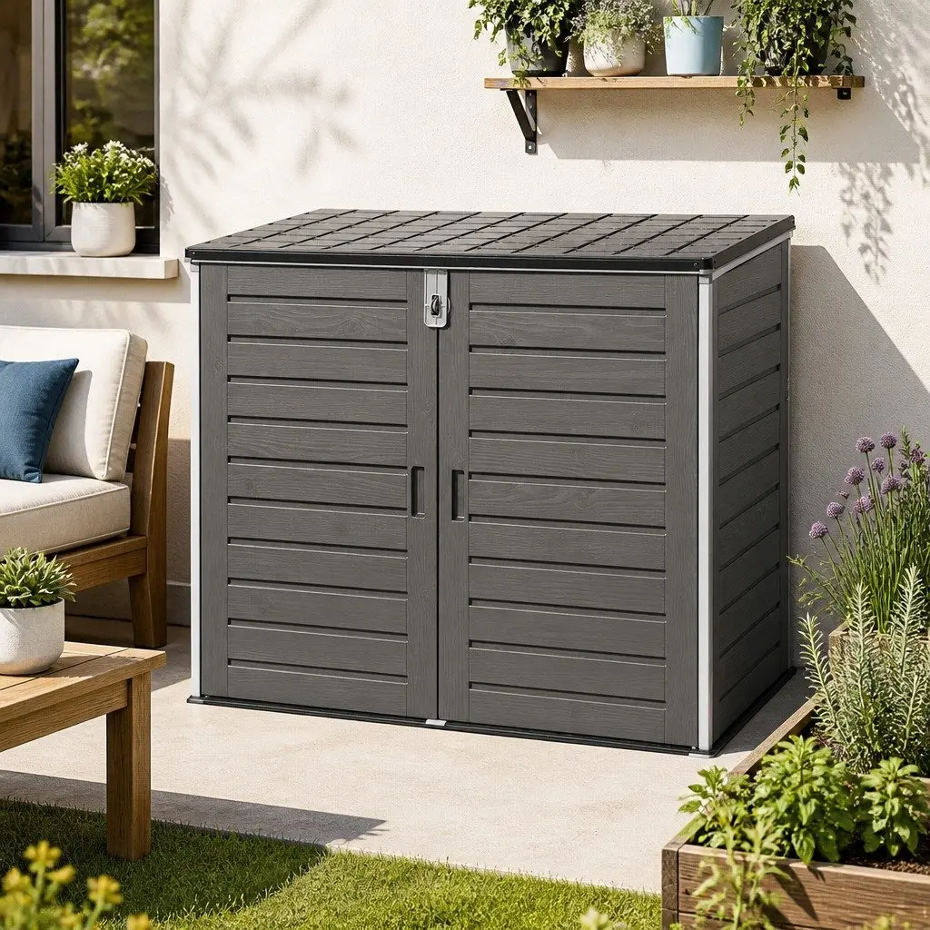 Outdoor Storage Box PP Plastic 140x82x121cm Grey