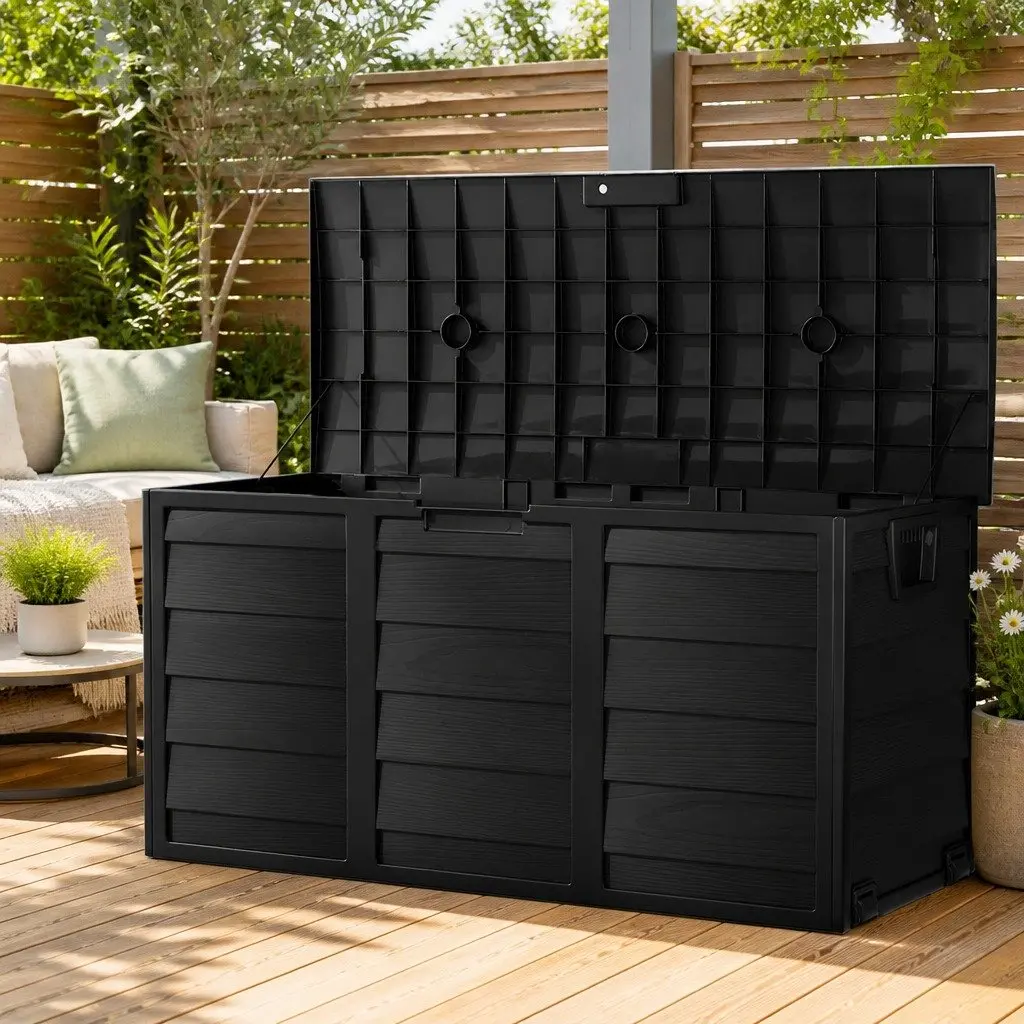 290L Lockable Outdoor Storage Box with Wheels and Handles