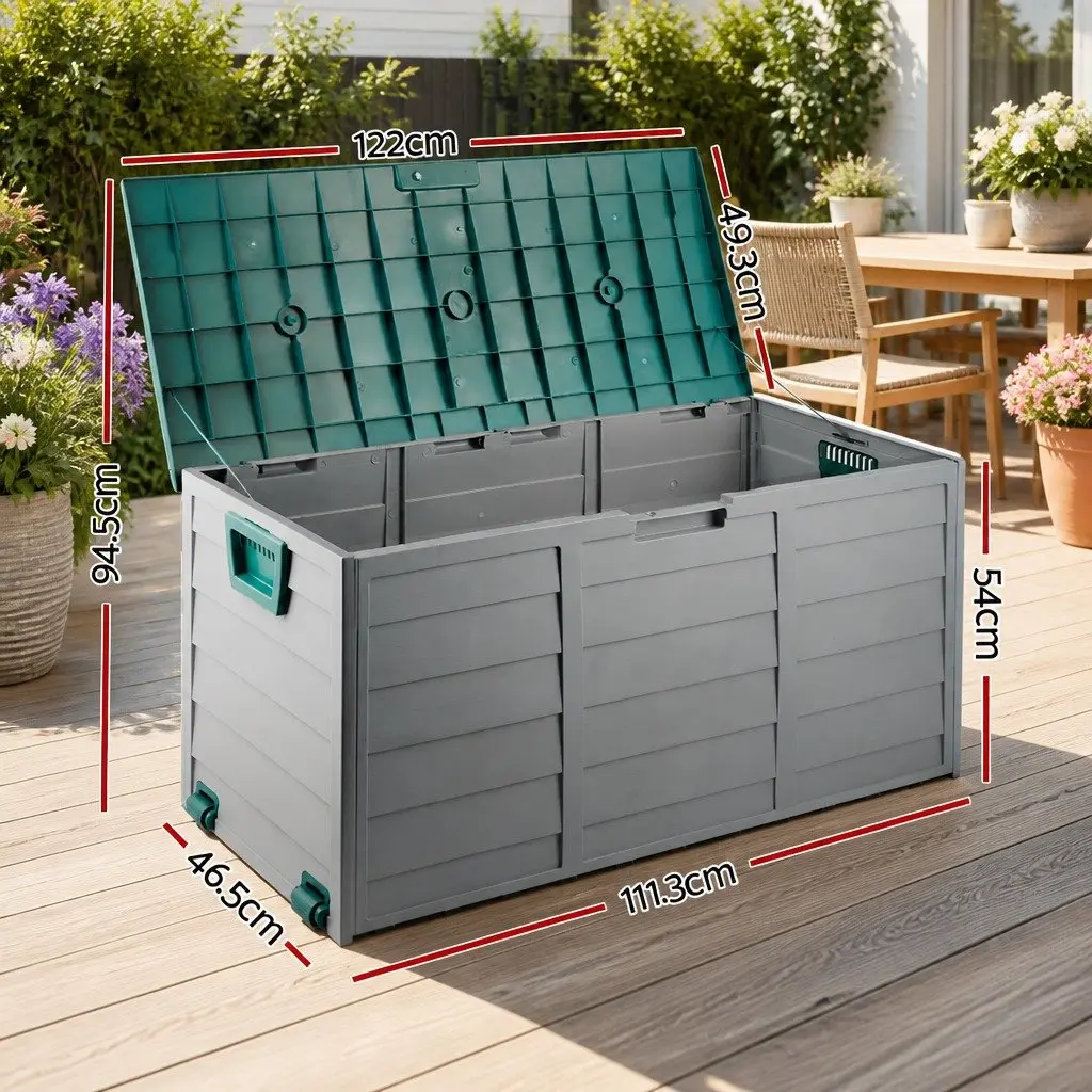 Lockable Outdoor Storage Box 290L Green Deck Shed