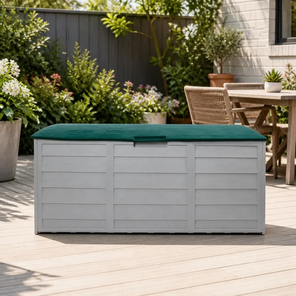 Lockable Outdoor Storage Box 290L Green Deck Shed