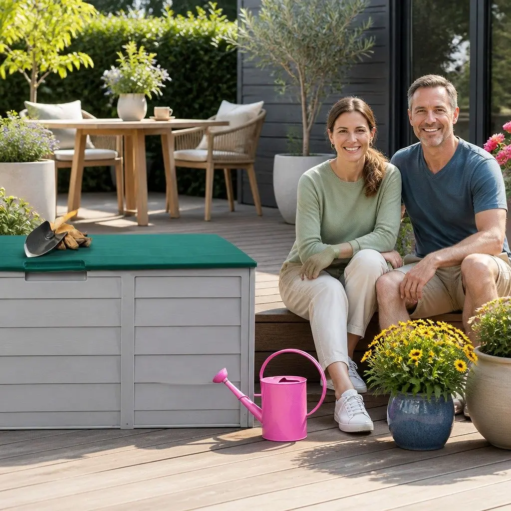 Lockable Outdoor Storage Box 290L Green Deck Shed