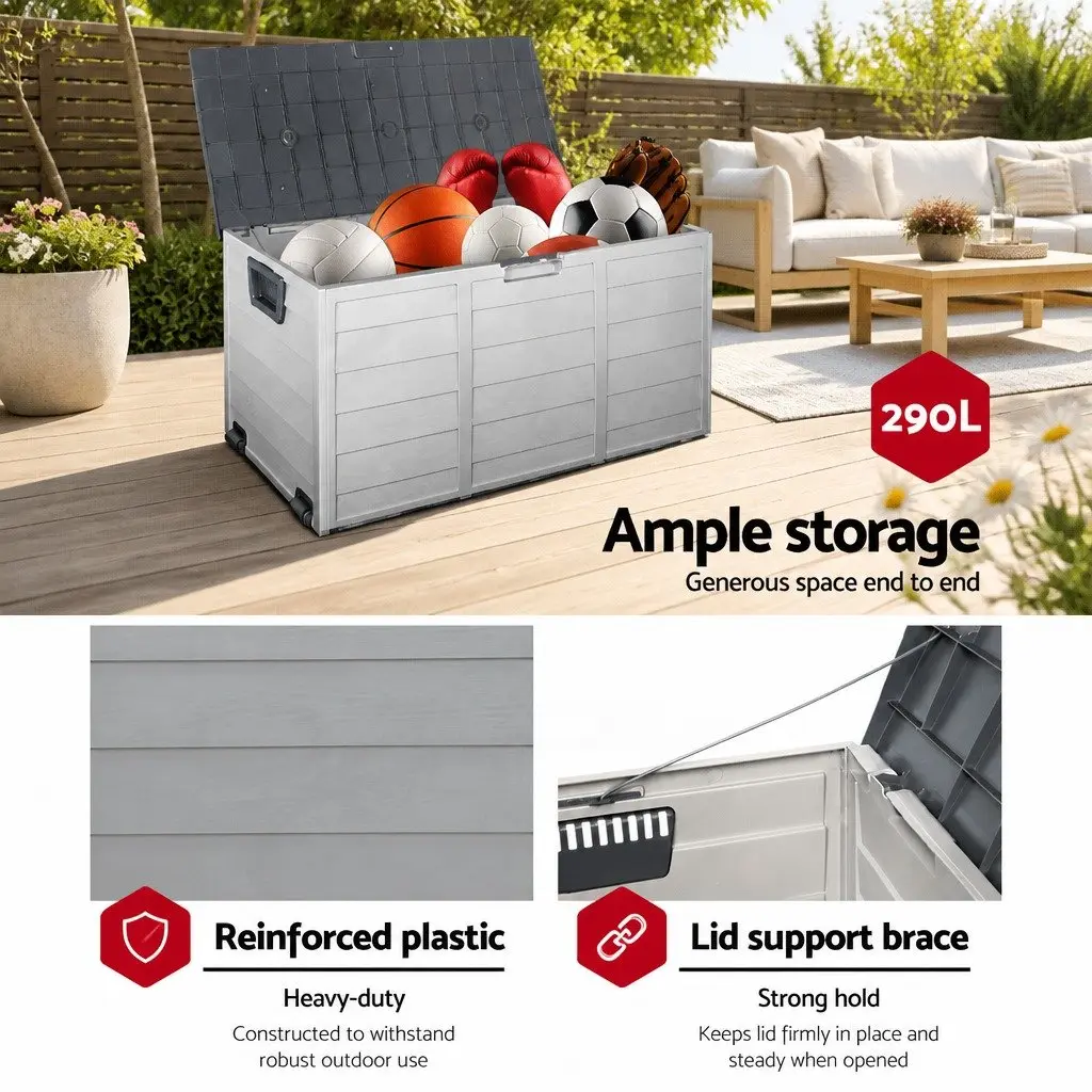 290L Lockable Outdoor Storage Box with Wheels